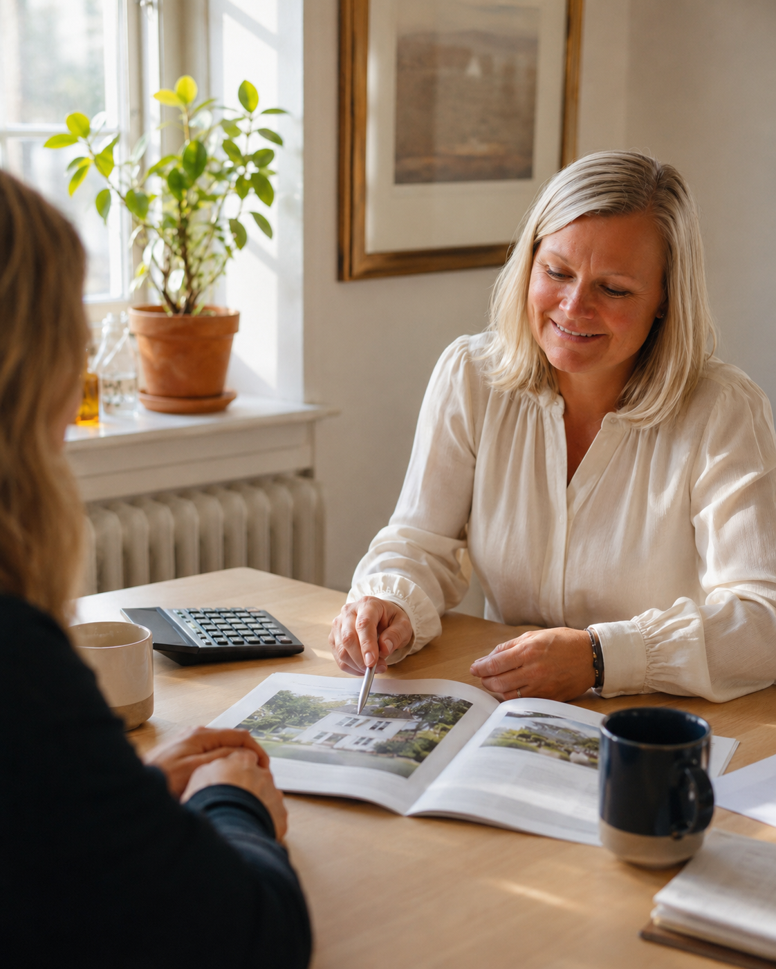 Maria rådgiver ved bordet